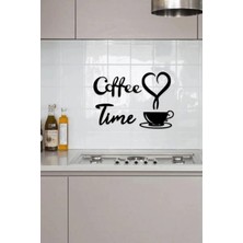 Buççin Online Mağaza  Coffee Time 4 Parça Siyah Ahşap Lazer Kesim Duvar Dekorasyon Ürünü Ahşap Siyah