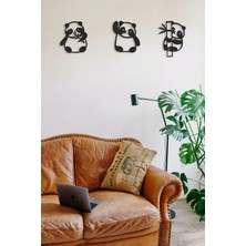 Buççin Online Mağaza  Panda 3'lü Mdf Duvar Dekorasyon Lazer Kesim 13X15 Cm; 13X15 Cm; 13X17 cm Ahşap Siyah