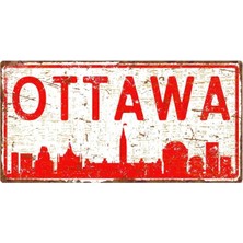 Buççin Online Mağaza  Ottava Silüetli Dekoratif Alüminyum Tabela - Ottava Manzaralı Duvar Dekoru Levha - 15CM x 30CM Metal
