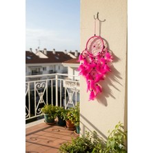 Buççin Online Mağaza  Dreamcatcher -Rüya Kapanı -Düş Kapanı-Rüya Kovucu -Halka Çapı 12 cm Plastik Pembe