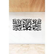 Buççin Online Mağaza  53X20 cm 3 Parça Ağaç Desenli Ahşap Duvar Panosu Ahşap Siyah