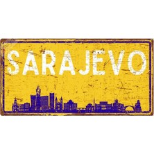 Buççin Online Mağaza  Saraybosna Silüetli Dekoratif Alüminyum Tabela - Saraybosna Manzaralı Duvar Dekoru Levha - 15CMX30CM