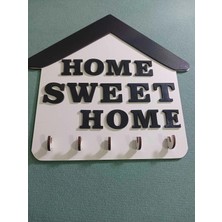 Buççin Online Mağaza  Ahşap Mdf Home Sweet Home  Yazılı Anahtar Askılığı Duvar Dekorasyonu Ahşap Beyaz