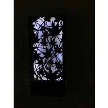 Buççin Online Mağaza  Yaprak Motifli Peri Led(Beyaz) Pilli Ceviz Mdf Ahşap Duvar Dekoru 36X18CM(PILLER Dahil) Ahşap Kahver
