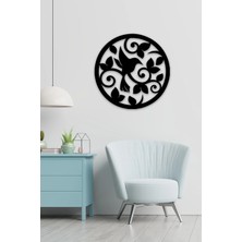 Buççin Online Mağaza  Siyah Ahşap Kuşlu Kasnak Duvar Dekoru - Salon Oturma Yatak Odası Için 30X30CM Tablo Ahşap Siyah
