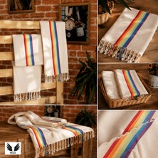 Pega 3'lü Set Rainbow Peştamal 90X170 Cm&peşkir 45X90 cm %100 Koton Gökkuşağı Plaj&2 El/baş Havlusu