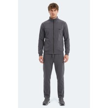 Slazenger Boost Gear Erkek Fermuarlı Dik Yaka Cepli Koyu Gri Eşofman Takımı