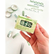 Kağıt Gemi Dükkan Green Floral Fragrance Bahar Yaprakları Temalı 5'li Washi Bant Set (5*2m)/masking Tape/desenli Bant