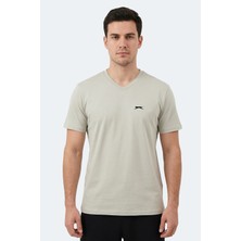 Slazenger Rıvaldo In Erkek V Yaka Açık Gri Tişört
