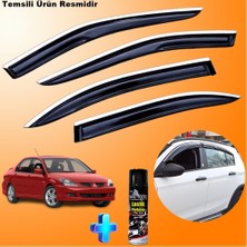 Friemats Mitsubishi Lancer Sedan Mügen Cam Rüzgarlığı Abs Nikelaj Krom Cam Rüzgarlığı 2004-2008 + Ebrayn Lastik Parlatıcı