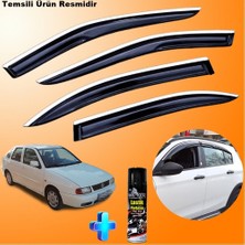 Friemats Vw Polo Sedan Mügen Cam Rüzgarlığı Abs Nikelaj Krom Cam Rüzgarlığı 1996-2001 + Ebrayn Lastik Parlatıcı