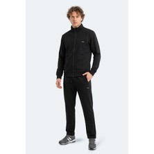 Slazenger Boost Gear Erkek Fermuarlı Dik Yaka Cepli Siyah Eşofman Takımı