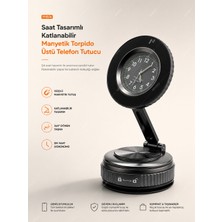 Nivego Nvg Saat Tasarımlı Katlanabilir Manyetik Torpido Üstü Telefon Tutucu 360° Dönebilen Araç Içi Telefon Standı
