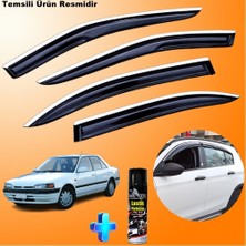 Friemats Mazda 323 Sedan Mügen Cam Rüzgarlığı Abs Nikelaj Krom Cam Rüzgarlığı 1990-1997 + Ebrayn Lastik Parlatıcı