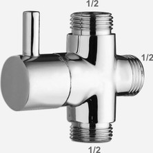 Yapıtaşı Banyo Robot Duş Seti Yönlendirici Musluk 1/2x1/2x1/2 Krom Kaplama Pirinç Malzeme