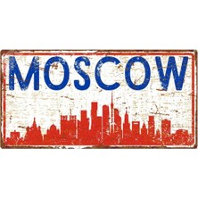 Buççin Online Mağaza  Moskova Silüetli Dekoratif Alüminyum Tabela - Moskova Manzaralı Duvar Dekoru Levha - 15CMX30CM Metal