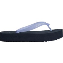 Calvin Klein Kadın Rahat Taban Deri Ck Desen Günlük Kullanım Mavi Terlik HW0HW03120-CIY