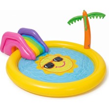 Premini Renkli Güneşli Kaydıraklı Havuz 237X201CM, Yaz Eğlencesi Keyfi