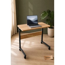Montesev Yükseklik Ayarlı Laptop Sehpası ve Çalışma Masası - Atlantik Çam (Tekerli) 70X40 Oval Kenar
