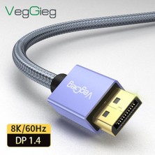 Veggieg 8K-60Hz 4K-165Hz 2K-240Hz Displayport 1.4 Kablo (5 Metre)