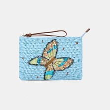Desa Kadın Mavi Yusufçuk Figürlü Hasır Clutch Çanta