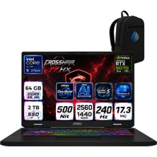 MSI Msı Crosshaır 17 Hx Aı Intel Core Ultra 9-275HX Aı 64 GB 2 Tb SSD 8GB/RTX5070 Gddr7 115W 17'' 2.5k (2560 x 1600, Wqxga) 240Hz Windows 11 Pro Taşınabilir Bilgisayar D2XWGKG-017TRRNP23