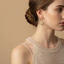 Xupıng Jewelry 14 Ayar Altın Kaplama,halka Küçük Desenli Küpe