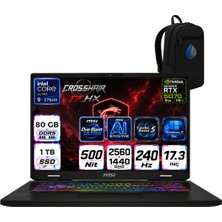 MSI Msı Crosshaır 17 Hx Aı Intel Core Ultra 9-275HX Aı 80 GB 1 Tb SSD 8GB/RTX5070 Gddr7 115W 17'' 2.5k (2560 x 1600, Wqxga) 240Hz Windows 11 Pro Taşınabilir Bilgisayar D2XWGKG-017TRRNP26