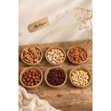 Montesev 6 Adet Hasır Çerezlik Doğal Çerezlik Yuvarlak Sunum Kase ( Doğal Hasır ) 13 cm