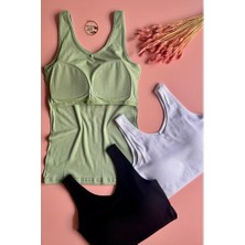 Elosia Chic Drape | 3 Adet V Yaka Pedli No Bra Kolsuz Modal Kumaş Atlet Seti
