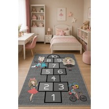 Norella Home Seksek Oyunu Çocuk Halısı Kaymaz Taban Yıkanabilir Kız Çocuk Odası Oyun Halısı Eğitici Seksek Desenli Halı