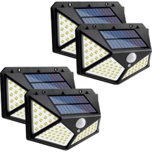 Gaman 4 Adet 100 LED Solar Güneş Enerjili Hareket Sensörlü Bahçe Aydınlatma Lambası Su Geçirmez