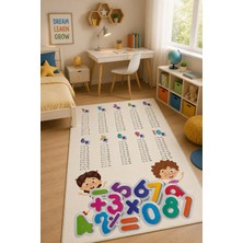 Norella Home Çarpım Tablosu Çocuk Halısı Eğitici Matematik Halısı Kaymaz Taban Yıkanabilir Çocuk Odası Halısı