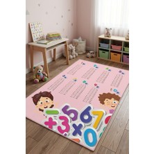 Norella Home Pembe Çarpım Tablosu Çocuk Halısı Eğitici Matematik Halısı Kaymaz Taban Yıkanabilir Kız Çocuk Odası Halısı