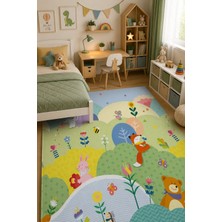 Norella Home Orman Hayvanları Çocuk Halısı Kaymaz Taban Yıkanabilir Sevimli Hayvan Desenli Oyun Halısı