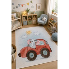 Norella Home Fil Arabalı Çocuk Halısı Kaymaz Taban Yıkanabilir Bebek ve Çocuk Odası Halısı Sevimli Hayvan Tasarımı