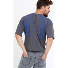 Polo State Erkek Oversize Baskılı T-shirt Antrasit