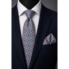 Kravatkolik Açık Mavi Motif Desen Mendilli Klasik Kravat KK13767
