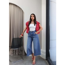 Esra Helvacı Geniş Paça Kapri Jean
