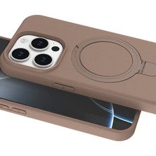 Alvera Collection iPhone 14 Pro Max Regal Magsafe Standlı Kapak - Çöl Titanyum