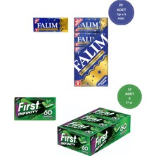 Falım (7gr x 5) x 20 - First (27GR x 12) Avantajlı Falım Damla Sakız ve First 60 Dakika Yeşil Nane
