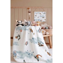 %100 Pamuk 4 Katlı Müslin Bebek Örtüsü 80X85 cm -Özel Desenli Bebek Battaniyesi