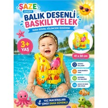 Premini Sevimli Balık Desenli Çocuk Deniz Yeleği, 41X30 Cm, Sarı, 3+ Yaş