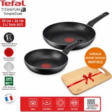 Tefal Titanyum  Difüzyon Tabanlı Simple Cook Tava Seti - 20CM+26 cm