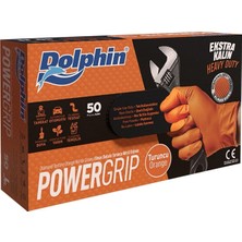 Lesamed Dolphin Powergrip Ekstra Kalın Turuncu Nitril Eldiven Elmas Dokulu M 50 lİ  - 1 Paket