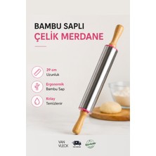 Van Vleck Bambu Saplı Paslanmaz Çelik Merdane – Hamur Açma Rulosu, Pizza, Börek ve Kurabiye Merdanesi