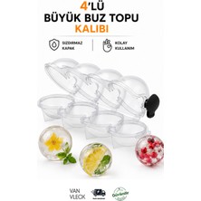 Van Vleck 4'lü Büyük Küre Buz Kalıbı – Silikon Dev Buz Topu Yapma Kalıbı, Yuvarlak Buz Küresi Aparatı