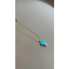 Öfi Mineli Kalp Kolye - Mavi