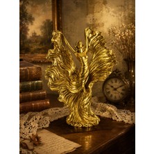 Gold Wind Dancer Dekoratif Kadın Heykeli Modern Salon Ofis ve Masa Üstü Dekoru