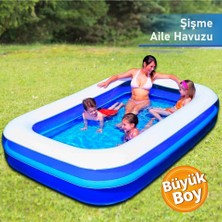 Bestway Şişme Büyük Aile Havuzu 262X175X51 cm Mavi Vinil Kolay Tahliye Vanalı Çocuk Yetişkin